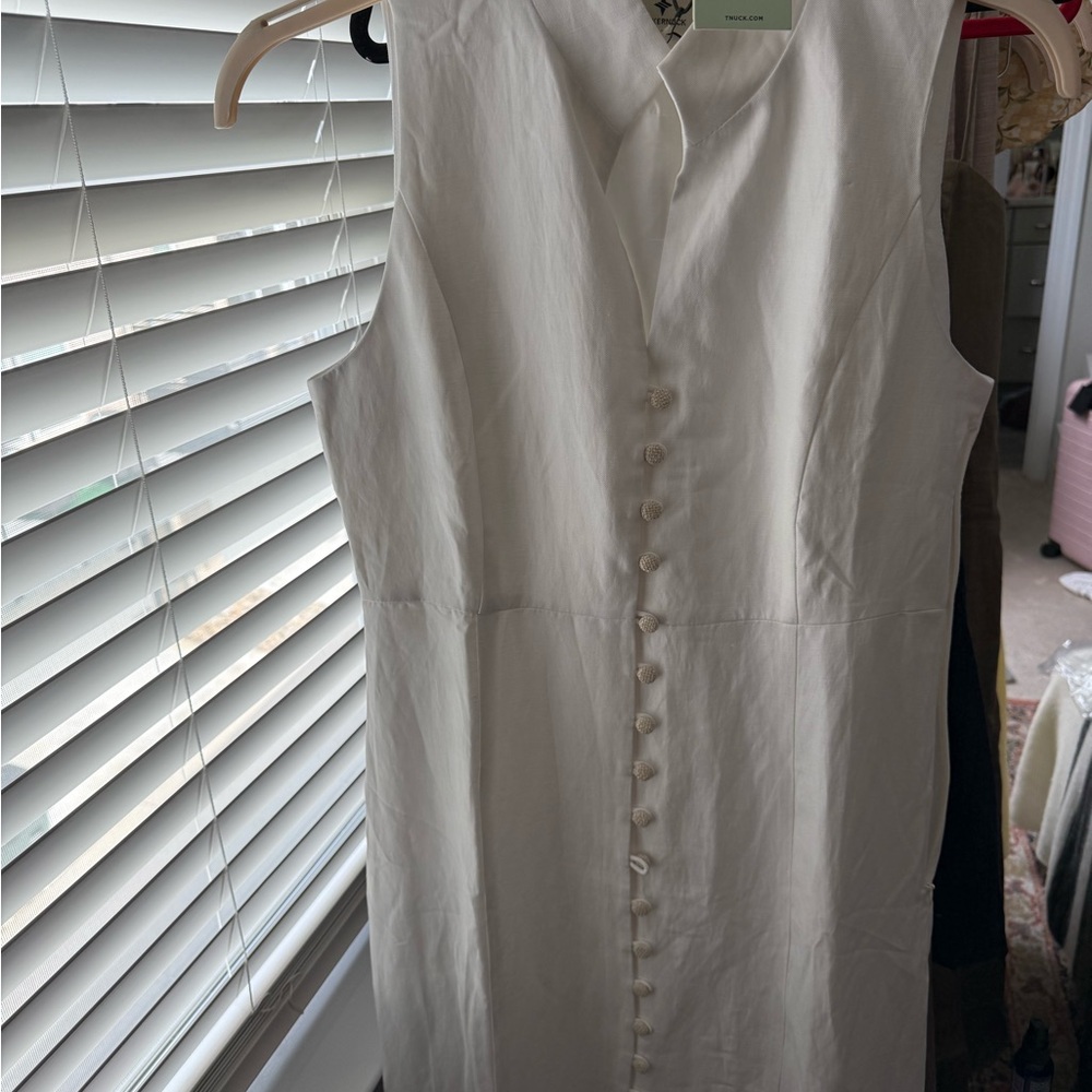 Tuckernuck Cream Sheath Midi Dress V-neck Sleeveless